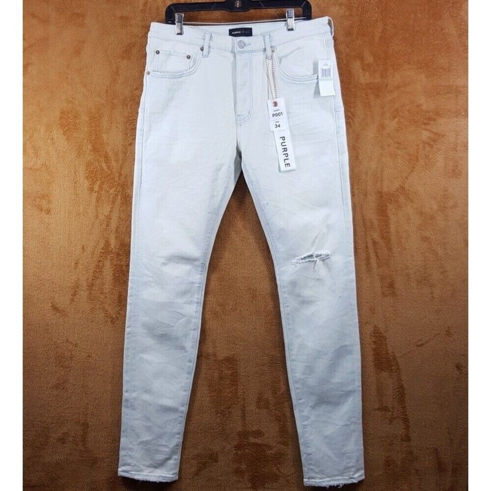 PURPLE BRAND Mens Jeans Size 34 Light Wash Skinny P001 Slim Fit Low Rise $295
